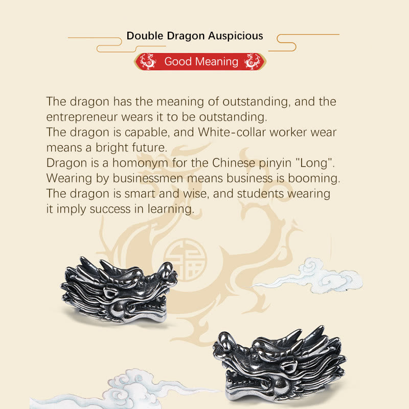 Buddha Stones 999 Sterling Silber Double Dragon Luck handgefertigtes geflochtenes Armband