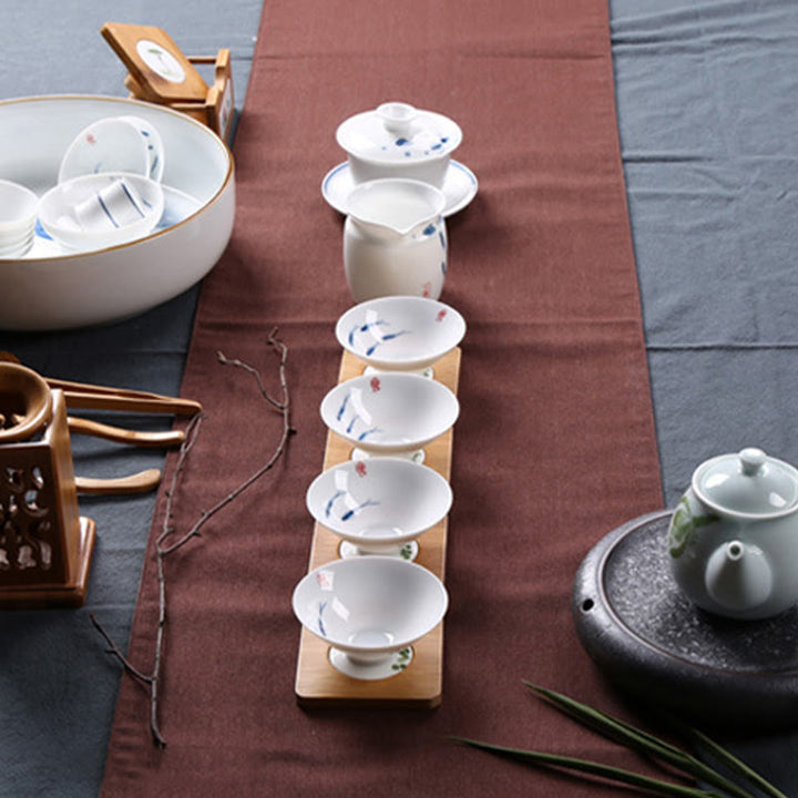 Buddha Stones Jingdezhen blaue und Weiß Porzellan-Koi-Fisch-Teetasse aus Keramik, Kung-Fu-Teetassen