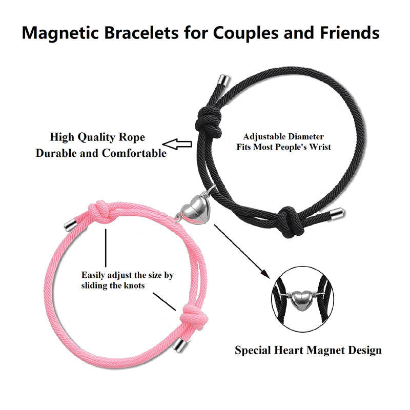 2-teiliges Liebes-Magnetpaar-String-Stärke-Armband