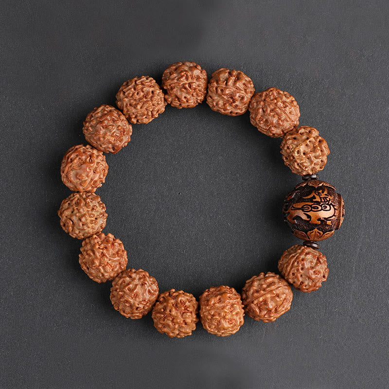 Buddha Stones Tibet Rudraksha Bodhi Seed PiXiu Kupfer Münze Reichtum Glück Armband