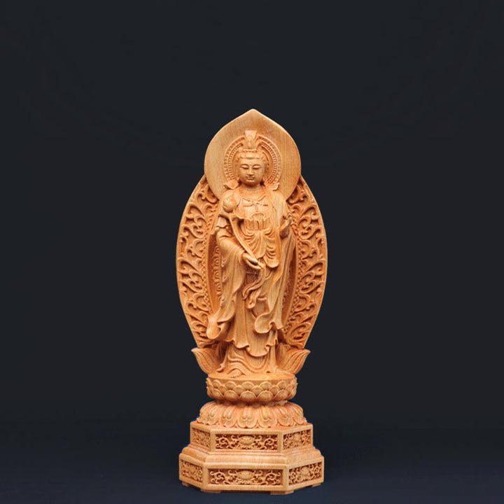 Buddha Stones, handgefertigt, Mahasthamaprapta, Bodhisattva, Thuja Sutchuenensis, Holz, optimistische Dekoration