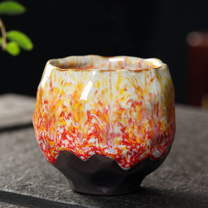 Buddha Stones, Orange, Rot, Grün, Gelb, Keramik-Teetasse, Kung-Fu-Teetasse