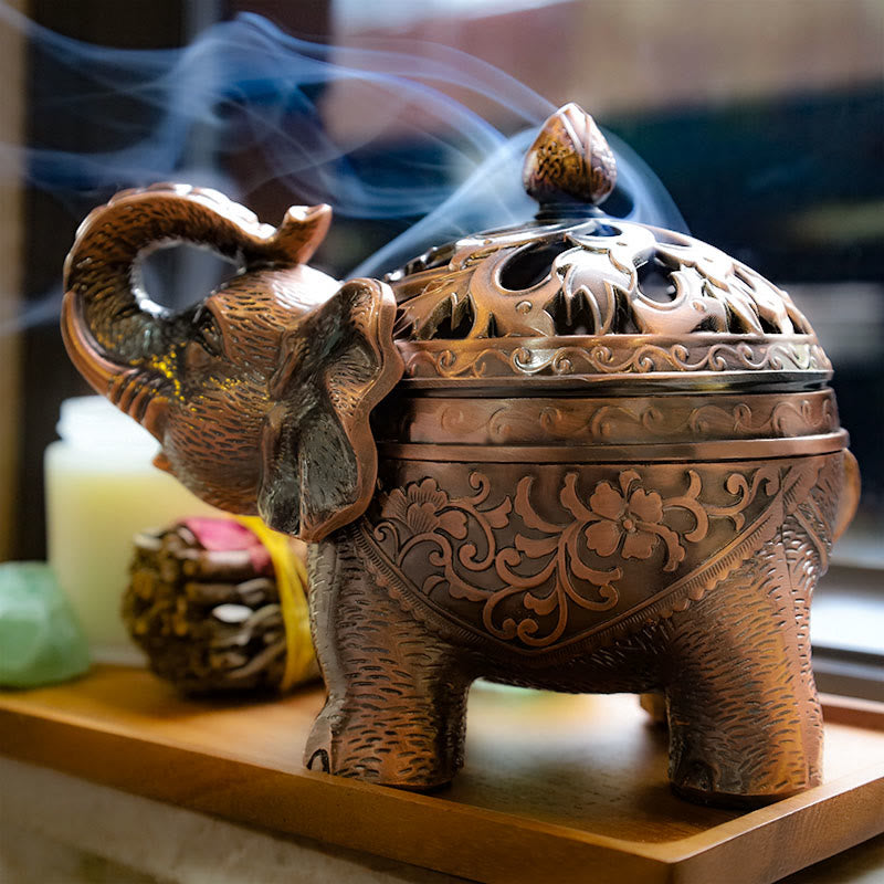 Räucherstäbchenhalter aus Legierung mit Buddha Stonesn, Elefant, Heimdekoration, Räuchergefäß