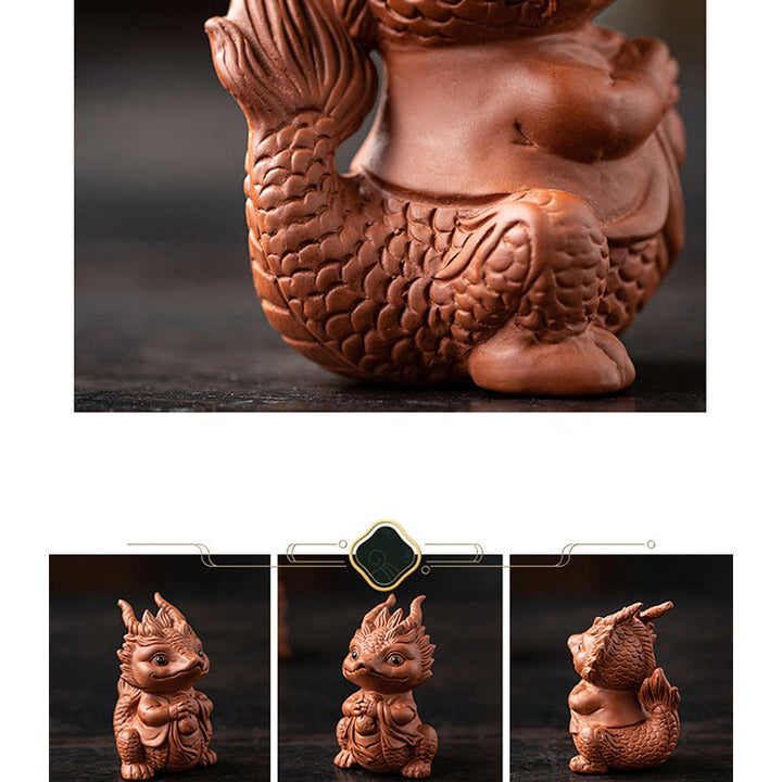 Buddha Stones, Glück, Drache, Reichtum, Tee, Haustier, lila Ton-Figur, Dekoration