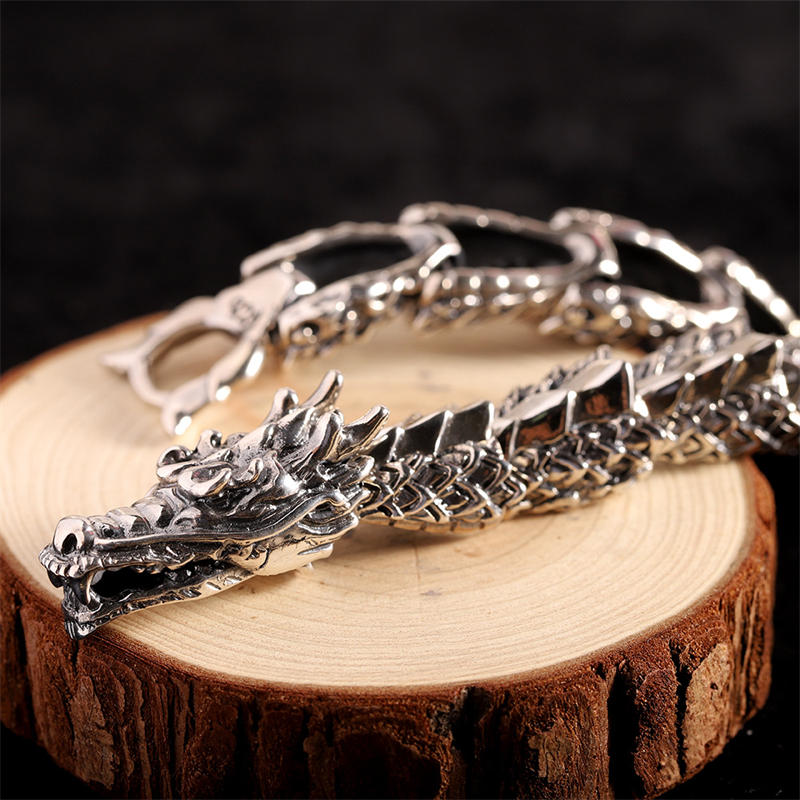 925 Sterling Silber Drache Glück Erfolg Armband Armreif