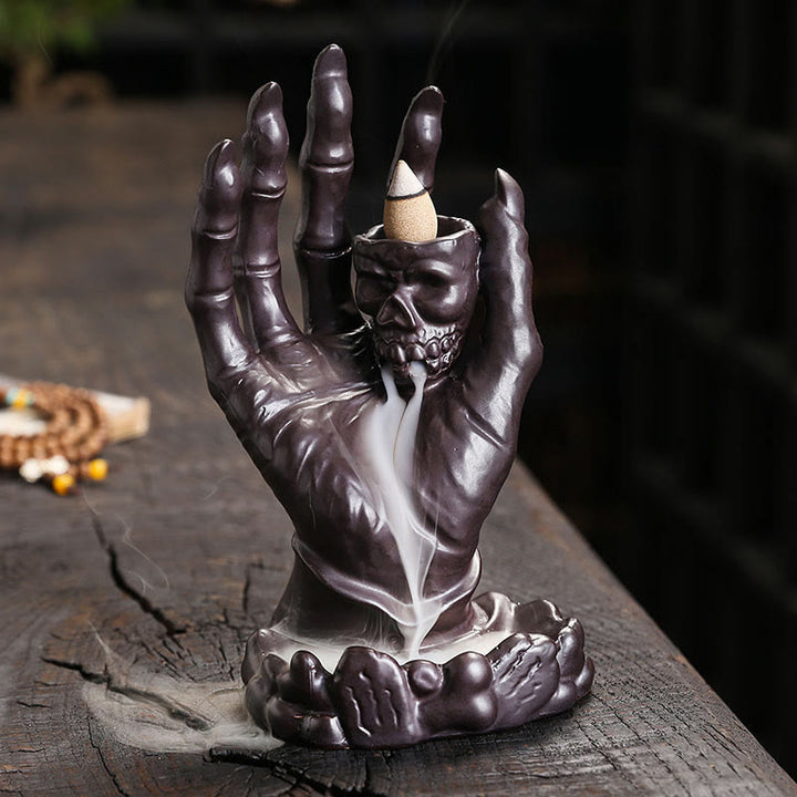 Buddha Stones Halloween Geist Hand Schädel Kopf Keramik Frieden Heilung Räuchergefäß Dekoration