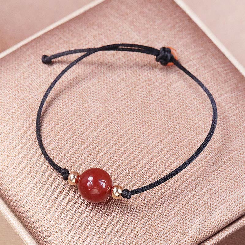 Buddha Stones Natürlicher roter Achat Chalcedon Selbstakzeptanz Vertrauen String Bead Armband Halskette Anhänger