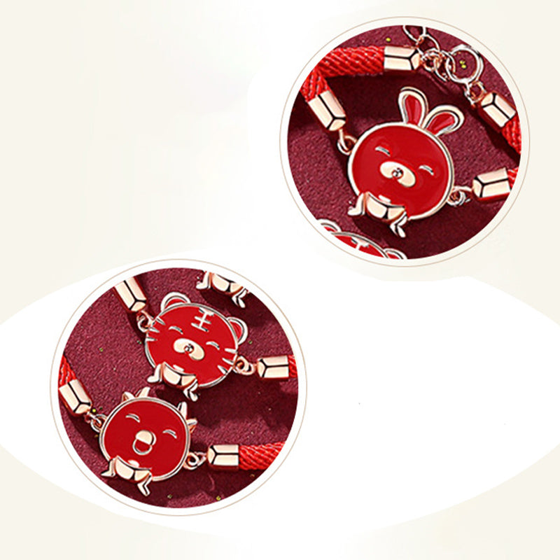 Buddha Stones Armband aus 925er-Sterlingsilber, Jahr des Drachen, niedliches chinesisches Sternzeichen, Farbwechsel-Schutzarmband