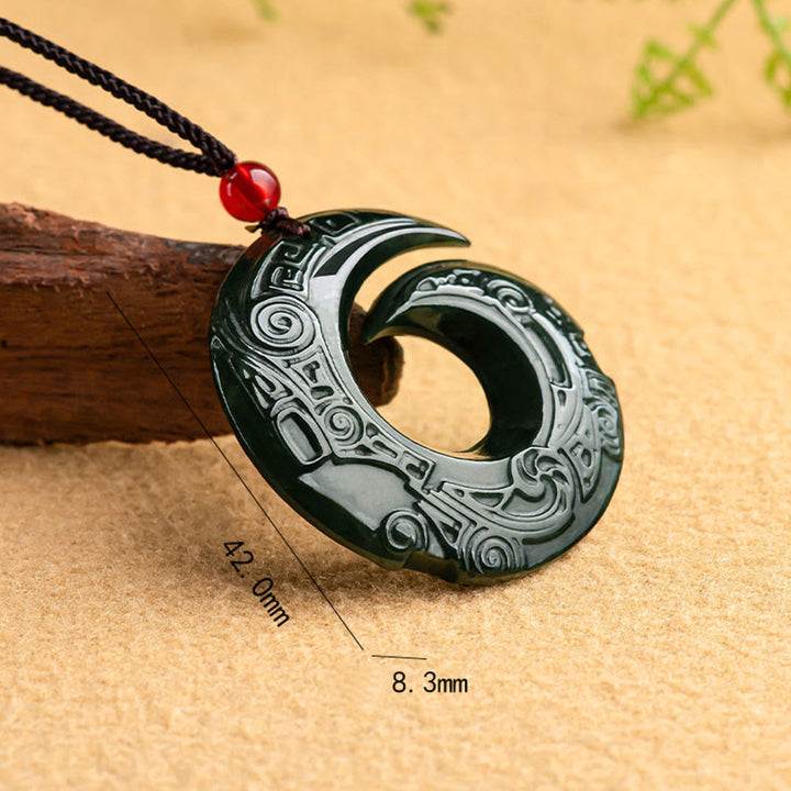 Buddha Stones One&#39;s Luck Improves Design Patern Natural Hetian Cyan Jade Success Necklace Pendant