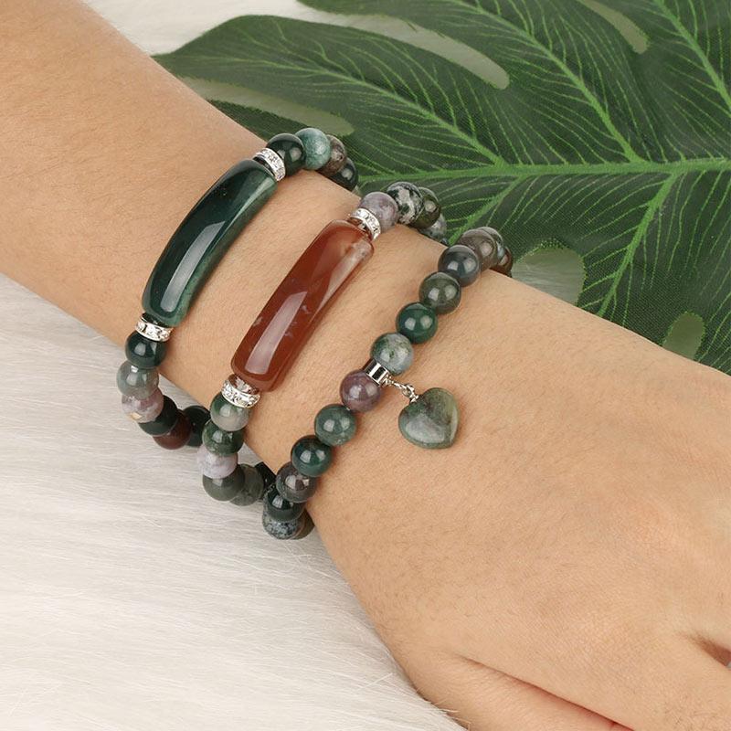 Armband mit Buddha Stonesn, natürlichem Quarz, Liebesherz, Heilperlen