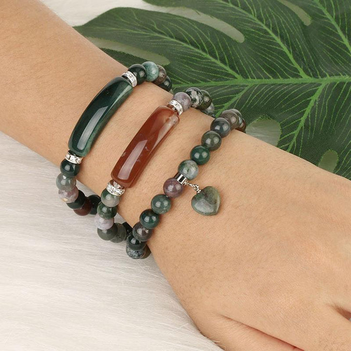 Armband mit Buddha Stonesn, natürlichem Quarz, Liebesherz, Heilperlen