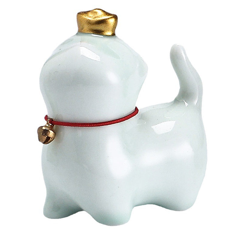 Buddha Stones Mini Lucky Cat Ingot Tea Pet Keramik Home Desk Figur Dekoration