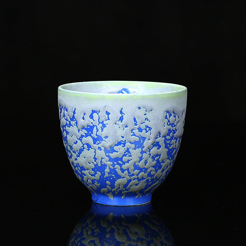 Buddha Stones Retro Blau Rot Farbverlauf Lotus Muster Ofenwechsel Keramik Teetasse Kung Fu Teetasse Schüssel