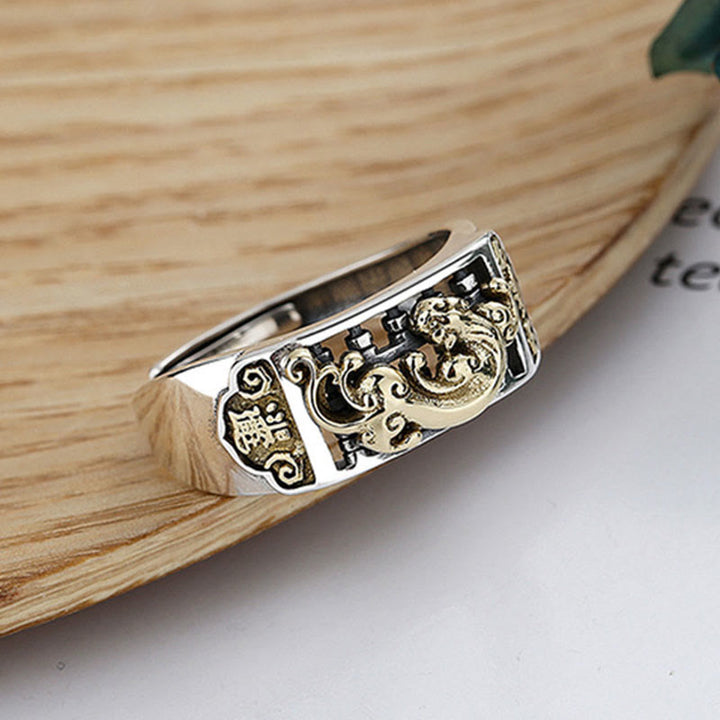 925 Sterling Silber PiXiu Luck Wealth Verstellbarer Ring