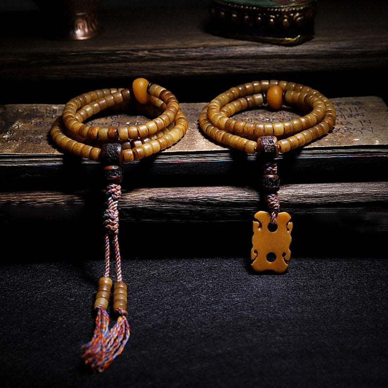 Tibet 108 Mala Perlen Yak Knochen Bernstein Balance Armband