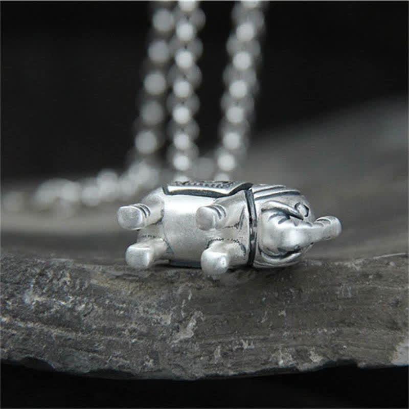 Buddha Stones 990 Sterling Silber Elefant Stärke Halskette Anhänger