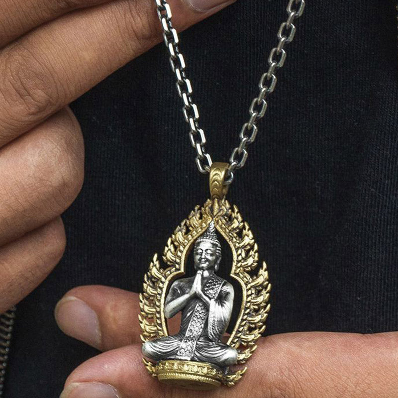 Halskette mit Buddha Stonesn, Gebet, Kupfer, Reichtum, Glück