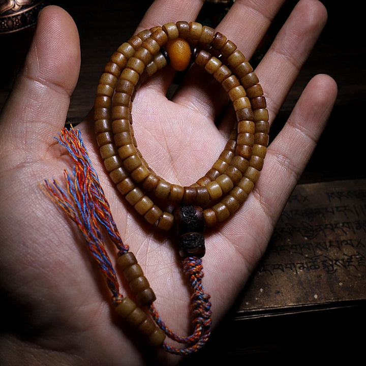 Tibet 108 Mala Perlen Yak Knochen Bernstein Balance Armband