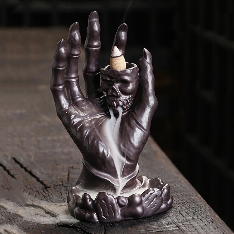 Buddha Stones Halloween Geist Hand Schädel Kopf Keramik Frieden Heilung Räuchergefäß Dekoration