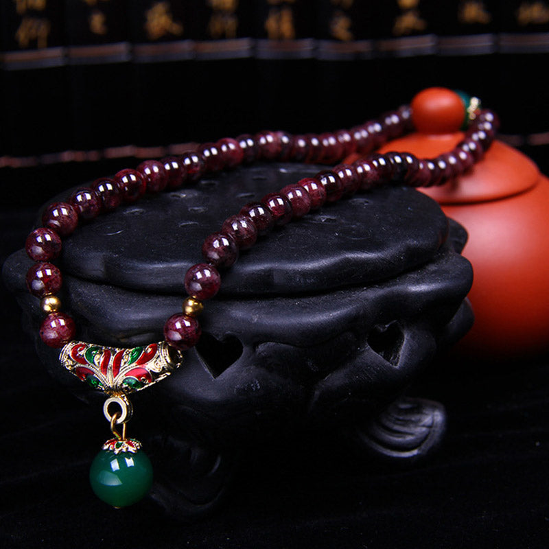 Buddha Stones Natürliches Granat-Segen-Armband