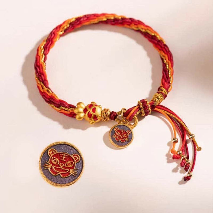 Buddha Stones, chinesisches Sternzeichen, handgefertigt, Koi-Fisch, Schnurschutz, Reinkarnationsknoten, geflochtenes Armband