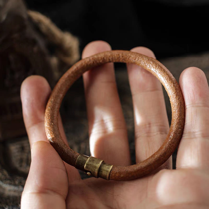 Armband mit Buddha Stonesn, Retro-Leder, Glück, Heilung, Kupfer, Magnetschnalle