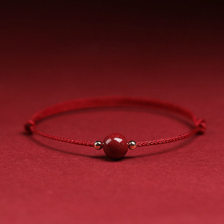 Buddha Stones Natural Lucky Cinnabar Bead Blessing String Armband Fußkettchen