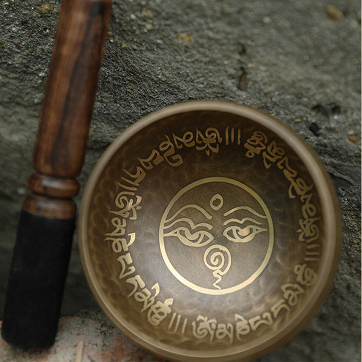 Tibetische Klangschale, handgefertigt für Yoga und Meditation. Klangschalen-Set