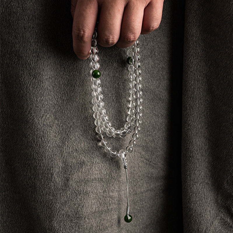 108 Perlen Weiß Kristall-Jade-Meditationsarmband Mala