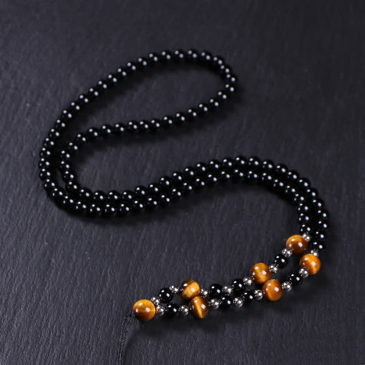 Bagua Yin Yang schwarzer Obsidian Reinigung Perlen Halskette Anhänger