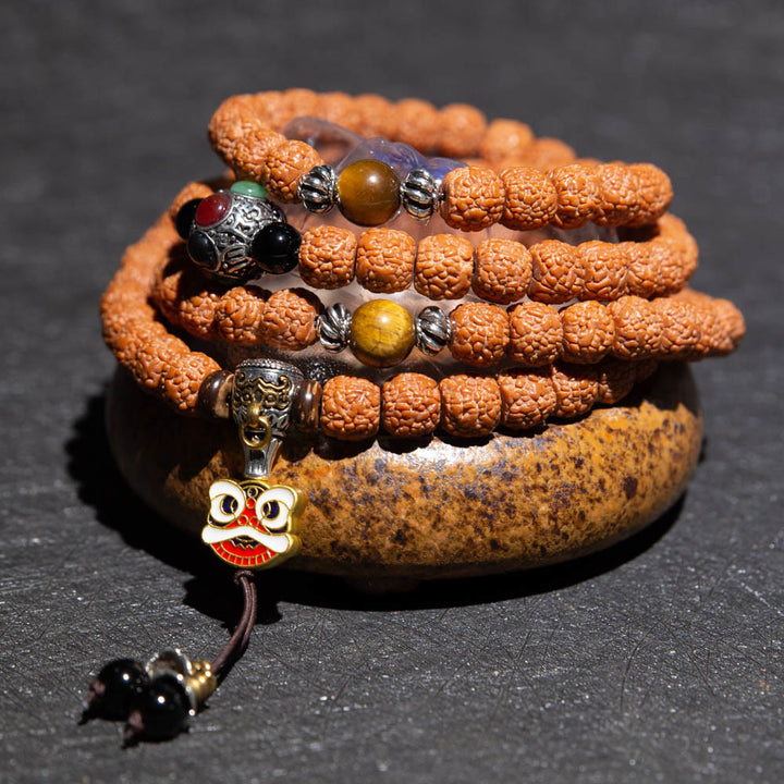 Tibet 108 Mala Perlen Rudraksha Bodhi Samen Chinesisches Sternzeichen Natal Buddha Reichtum Charm Armband