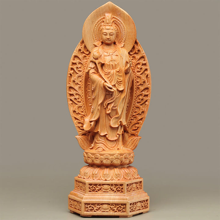 Buddha Stones, handgefertigt, Mahasthamaprapta, Bodhisattva, Thuja Sutchuenensis, Holz, optimistische Dekoration