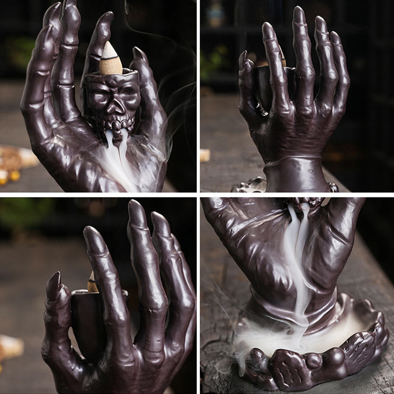 Buddha Stones Halloween Geist Hand Schädel Kopf Keramik Frieden Heilung Räuchergefäß Dekoration