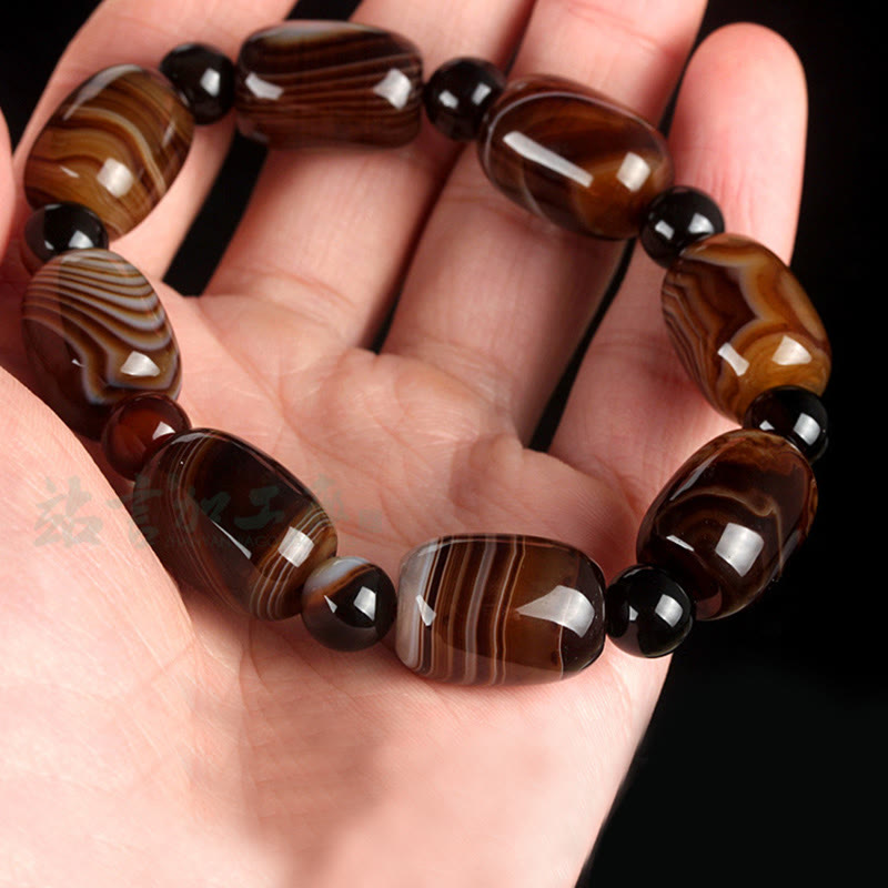 Buddha Stones Natürliches Sardonyx Courage Happiness Armband