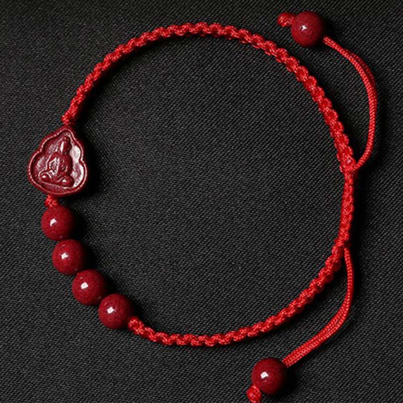 Buddha Stones Lachender Buddha Avalokitesvara Cinnabar Blessing String Armband