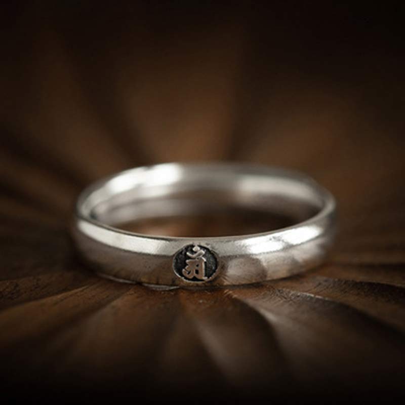 Buddha Stones 925 Sterling Silber Chinesischer Sternzeichen Natal Buddha Segen Paar Ring