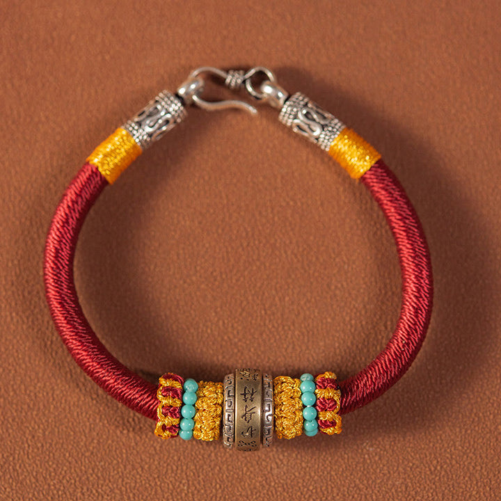 Buddha Stones Handgefertigtes tibetisches Amulett mit King-Kong-Knoten, Glücksschutz, geflochtenes Armband
