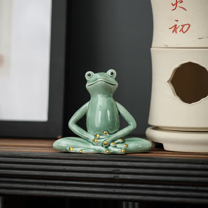 Meditierende Keramik-Zen-Frosch-Statue-Dekoration