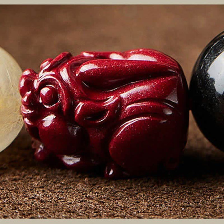 Buddha Stones Gold Sheen Obsidian PiXiu Cinnabar Om Mani Padme Hum Schutzarmband