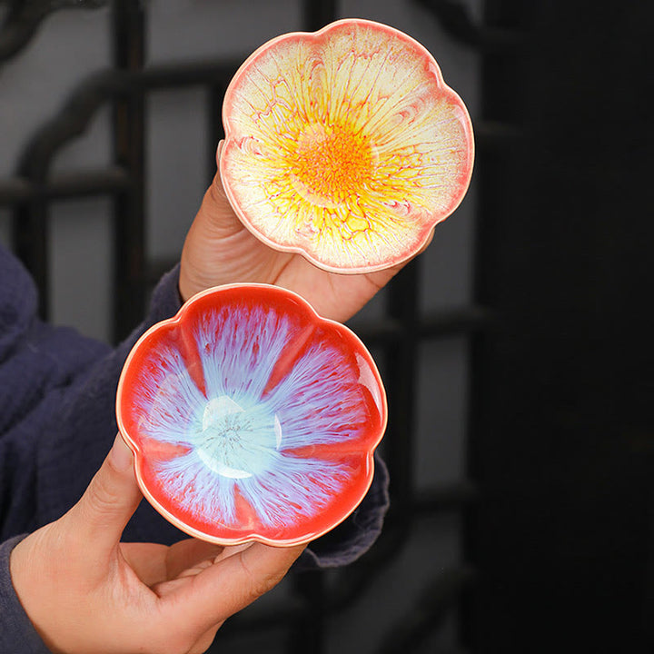 Buddha Stones 6 Stück Pflaumenblüten-Blütenblatt-Muster, chinesischer Jianzhan-Ofen, Keramik-Teetasse, Kung-Fu-Teetasse, Schüssel mit Geschenkbox