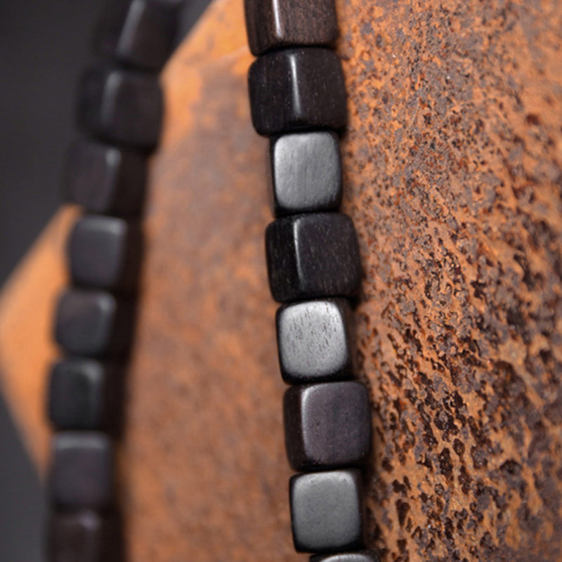 Ebenholz-Holz-Dzi-Perlen-Kupfer-Friedenspaar-Armband