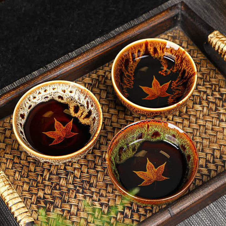 Buddha Stones Maple Leaf Bunte Keramik Teetasse Home Teetassen