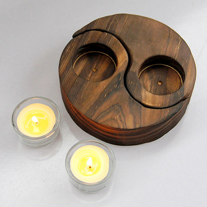 Yin Yang Holz Kerzenhalter Meditationsrituale Gebrauchsgegenstände