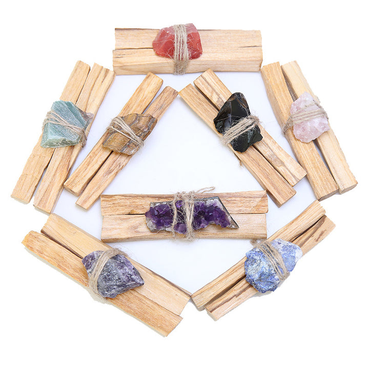 Natürlicher Palo Santo Rosa Kristall Amethyst Schwarzer Obsidian Kristall Purify Altar Set Spirituelles Zubehör