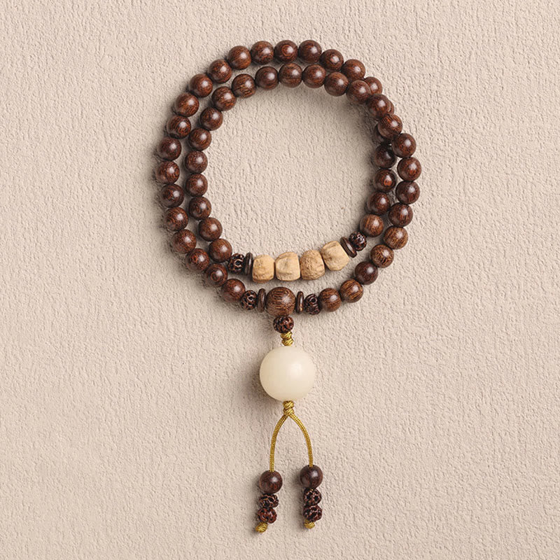 Buddha Stones, Sandelholz, kleines Blatt, rotes Sandelholz, Bodhi-Samen-Reinigung, doppelt gewickeltes Armband