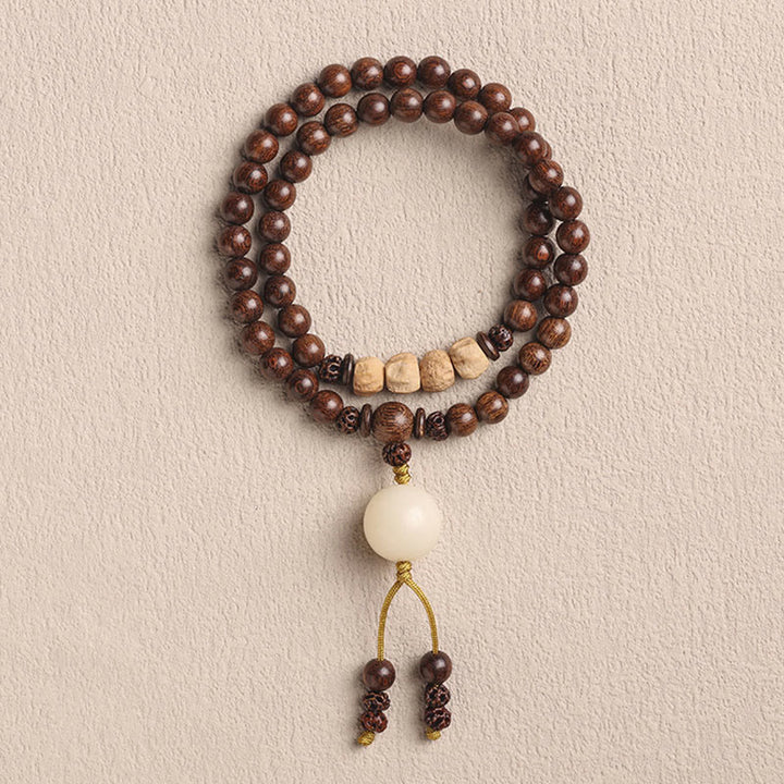 Buddha Stones, Sandelholz, kleines Blatt, rotes Sandelholz, Bodhi-Samen-Reinigung, doppelt gewickeltes Armband