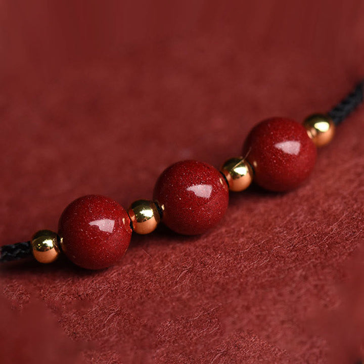 Buddha Stones Natural Lucky Cinnabar Bead Blessing String Armband Fußkettchen