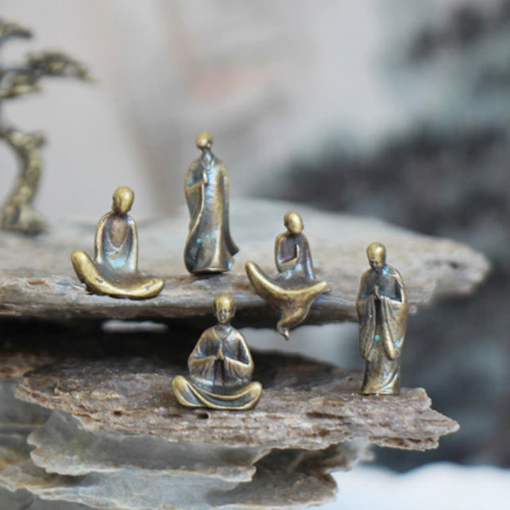 Buddha Stones, Mini-Meditation, Buddha, Metall, Mönch, Gelassenheit, Heimdekoration