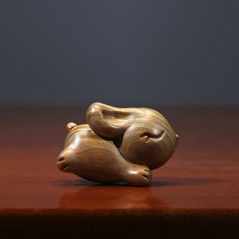 Buddha Stones Green Sandelwood Small Mini Cute Rabbit Bunny Peace Dekorationen