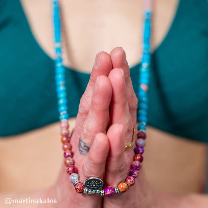 Buddha Stones Tibetisch Lila Miano Echte Perle Harmonie Lotus Mala